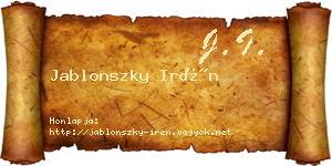 Jablonszky Irén névjegykártya